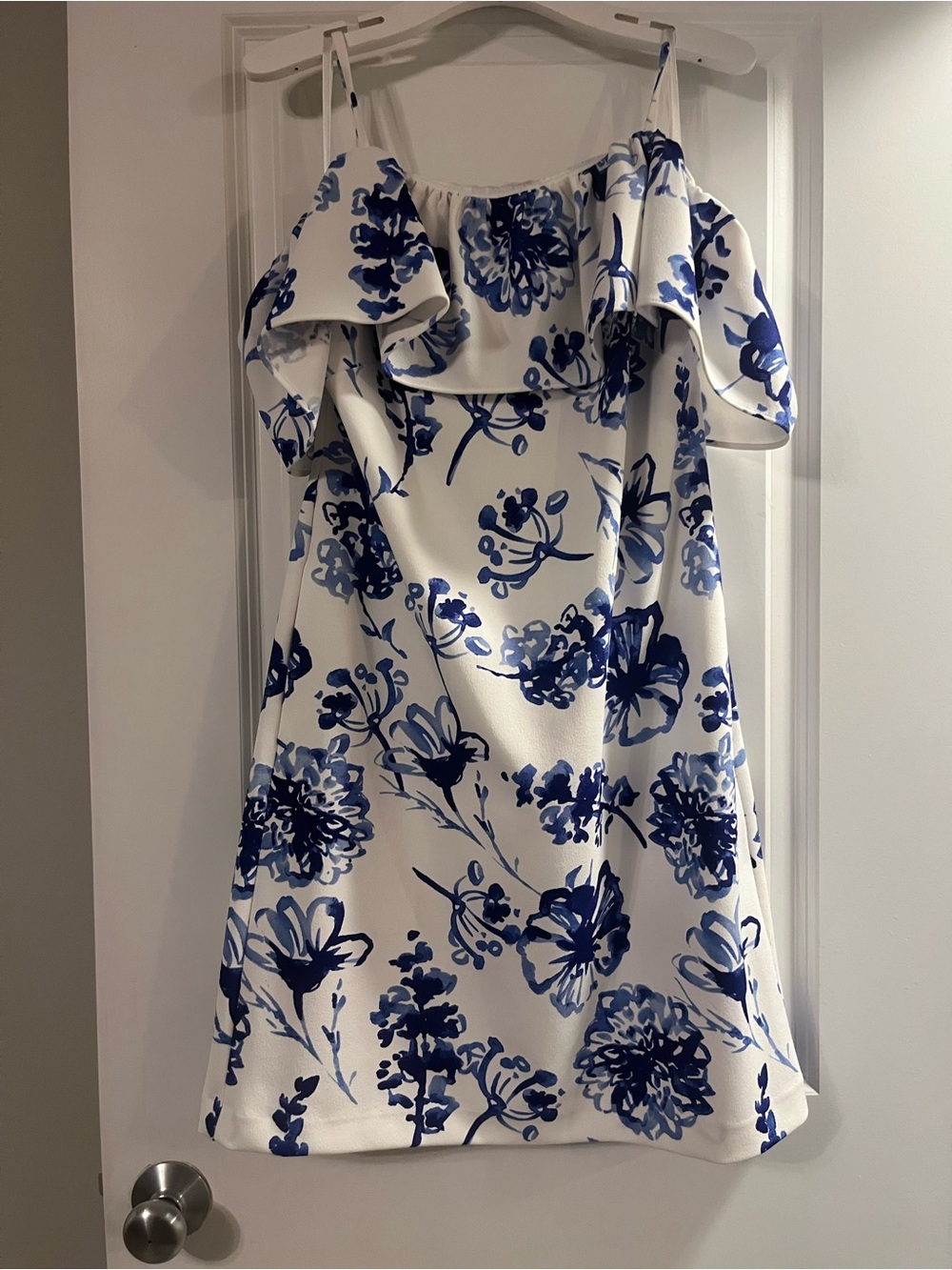 Ralph Lauren White Dress with Blue Floral Print